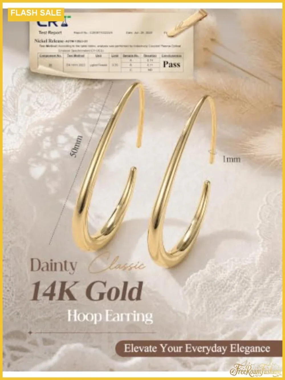 Tungary Gold Dangle Hoop Earrings Hypoallergenic Chunky Hoops 14K Gold Plated